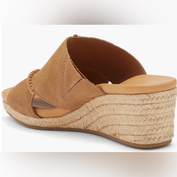 UGG Taia Wedge Slide Sandals - Suede (For Women) Chestnut Sz 8 - Picture 7 of 13